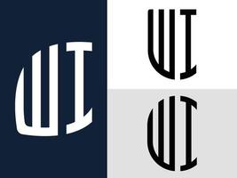 Creative Initial Letters WI Logo Designs Bundle. vector