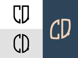 paquete de diseños de logotipo cq de letras iniciales creativas. vector
