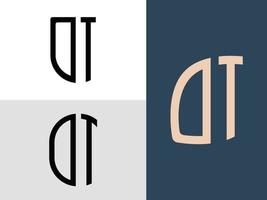 paquete de diseños de logotipos dt de letras iniciales creativas. vector