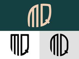 paquete de diseños de logotipo mq de letras iniciales creativas. vector