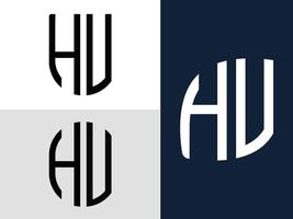 Creative Initial Letters HV Logo Designs Bundle. vector