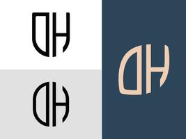 Creative Initial Letters DH Logo Designs Bundle. vector