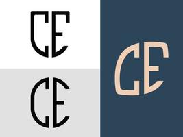 Creative Initial Letters CE Logo Designs Bundle. vector