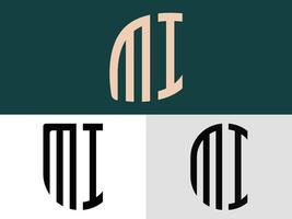 Creative Initial Letters MI Logo Designs Bundle. vector