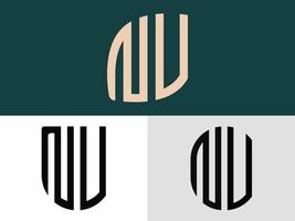 Creative Initial Letters NV Logo Designs Bundle. vector