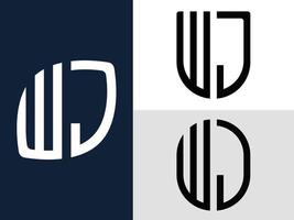 paquete de diseños de logotipo wj de letras iniciales creativas. vector