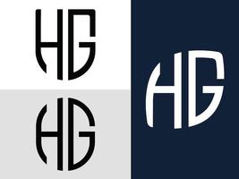 paquete de diseños de logotipo hg de letras iniciales creativas. vector