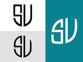 Creative Initial Letters SU Logo Designs Bundle. vector