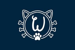 Cat Monogram Letter W Logo Designs. vector