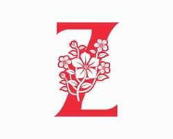 diseño del logotipo de las letras iniciales z de la flor de mona. vector