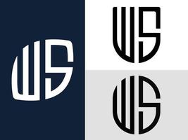 paquete de diseños de logotipo de letras iniciales creativas ws. vector