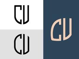 Creative Initial Letters CV Logo Designs Bundle. vector