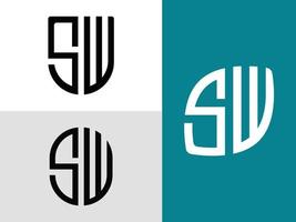 Creative Initial Letters SW Logo Designs Bundle. vector