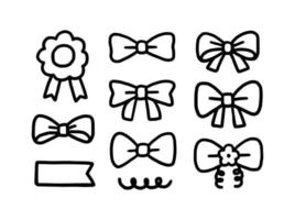 set of line art bow vector