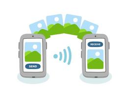 wireless transfer photo between two smart phone vector