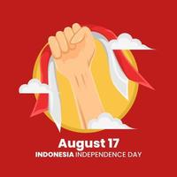 día de la independencia de indonesia 17 de agosto. diseño de gráficos vectoriales. bandera roja y blanca vector