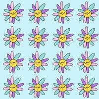 Retro groovy daisy pattern 70s. vector