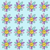 Retro groovy daisy pattern 70s. vector