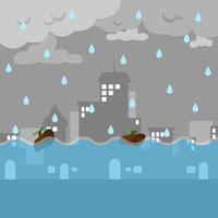 Flood In Big City. Suitable For News Media, Illustration, Etc vector