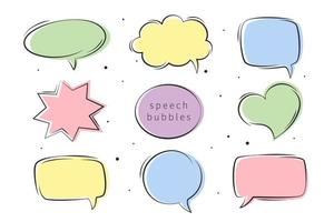 Set hand drawn speech bubbles different shapes for text, chat, message element. Vector illustration