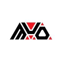 MUO triangle letter logo design with triangle shape. MUO triangle logo design monogram. MUO triangle vector logo template with red color. MUO triangular logo Simple, Elegant, and Luxurious Logo. MUO