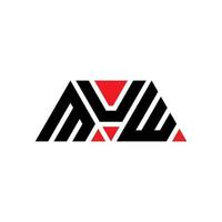 MUW triangle letter logo design with triangle shape. MUW triangle logo design monogram. MUW triangle vector logo template with red color. MUW triangular logo Simple, Elegant, and Luxurious Logo. MUW