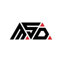 MSD triangle letter logo design with triangle shape. MSD triangle logo design monogram. MSD triangle vector logo template with red color. MSD triangular logo Simple, Elegant, and Luxurious Logo. MSD