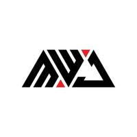 MWJ triangle letter logo design with triangle shape. MWJ triangle logo design monogram. MWJ triangle vector logo template with red color. MWJ triangular logo Simple, Elegant, and Luxurious Logo. MWJ