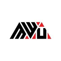 MWU triangle letter logo design with triangle shape. MWU triangle logo design monogram. MWU triangle vector logo template with red color. MWU triangular logo Simple, Elegant, and Luxurious Logo. MWU