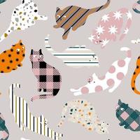 Vector Cat Silhouette with Multi Patterns for Fabric Print, Packaging and Wrapping Paper.