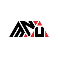 MNU triangle letter logo design with triangle shape. MNU triangle logo design monogram. MNU triangle vector logo template with red color. MNU triangular logo Simple, Elegant, and Luxurious Logo. MNU