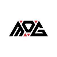 MOG triangle letter logo design with triangle shape. MOG triangle logo design monogram. MOG triangle vector logo template with red color. MOG triangular logo Simple, Elegant, and Luxurious Logo. MOG