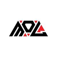 diseño de logotipo de letra triangular mol con forma de triángulo. monograma de diseño del logotipo del triángulo mol. plantilla de logotipo de vector de triángulo mol con color rojo. logotipo triangular mol logotipo simple, elegante y lujoso. mol