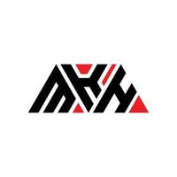 diseño de logotipo de letra triangular mkh con forma de triángulo. monograma de diseño de logotipo de triángulo mkh. plantilla de logotipo de vector de triángulo mkh con color rojo. logotipo triangular mkh logotipo simple, elegante y lujoso. mkh