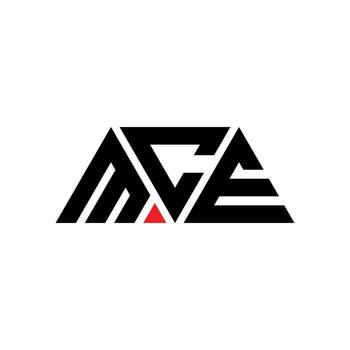 MCE triangle letter logo design with triangle shape. MCE triangle logo design monogram. MCE triangle vector logo template with red color. MCE triangular logo Simple, Elegant, and Luxurious Logo. MCE