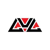 LUL triangle letter logo design with triangle shape. LUL triangle logo design monogram. LUL triangle vector logo template with red color. LUL triangular logo Simple, Elegant, and Luxurious Logo. LUL