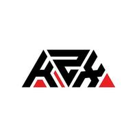 KZX triangle letter logo design with triangle shape. KZX triangle logo design monogram. KZX triangle vector logo template with red color. KZX triangular logo Simple, Elegant, and Luxurious Logo. KZX