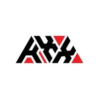 KXX triangle letter logo design with triangle shape. KXX triangle logo design monogram. KXX triangle vector logo template with red color. KXX triangular logo Simple, Elegant, and Luxurious Logo. KXX