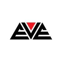 EVE triangle letter logo design with triangle shape. EVE triangle logo design monogram. EVE triangle vector logo template with red color. EVE triangular logo Simple, Elegant, and Luxurious Logo. EVE