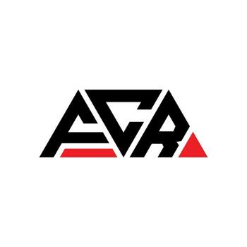 FCR triangle letter logo design with triangle shape. FCR triangle logo design monogram. FCR triangle vector logo template with red color. FCR triangular logo Simple, Elegant, and Luxurious Logo. FCR