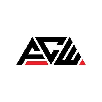 FCW triangle letter logo design with triangle shape. FCW triangle logo design monogram. FCW triangle vector logo template with red color. FCW triangular logo Simple, Elegant, and Luxurious Logo. FCW