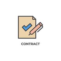 icono de vector de contrato. Ilustración de vector de diseño plano colorido. gráficos vectoriales