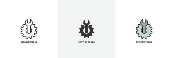 service tools icon. Line, solid and filled outline colorful version, outline and filled vector sign. Idea Symbol, logo illustration. Vector graphics