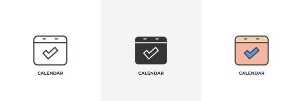 calendar icon. Line, solid and filled outline colorful version, outline and filled vector sign. Idea Symbol, logo illustration. Vector graphics