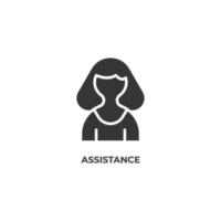 Vector sign of assistance symbol is isolated on a white background. icon color editable.