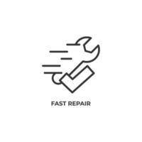 Vector sign of fast repair symbol is isolated on a white background. icon color editable.