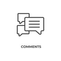 Vector sign of comments symbol is isolated on a white background. icon color editable.