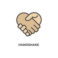 Vector sign of handshake symbol is isolated on a white background. icon color editable.