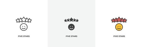 five stars icon. Line, solid and filled outline colorful version, outline and filled vector sign. Idea Symbol, logo illustration. Vector graphics