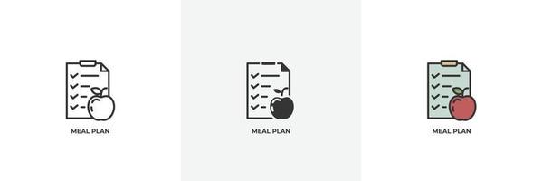 icono del plan de comidas. línea, contorno sólido y relleno versión en color, contorno y signo de vector relleno. símbolo de idea, ilustración de logotipo. gráficos vectoriales